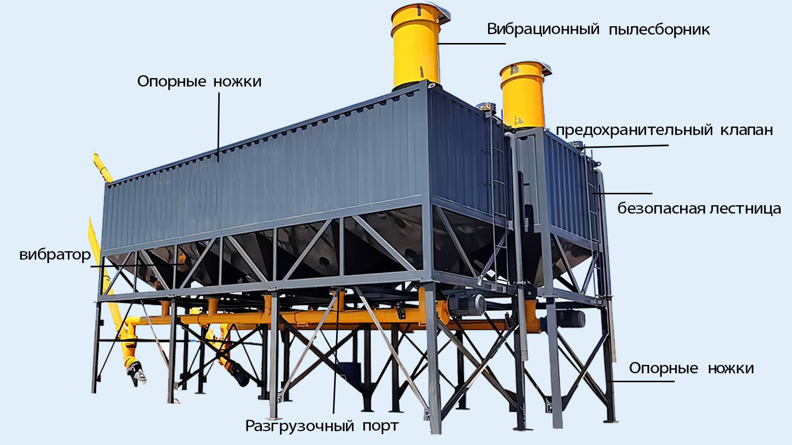 Горизонтальный цементный силос